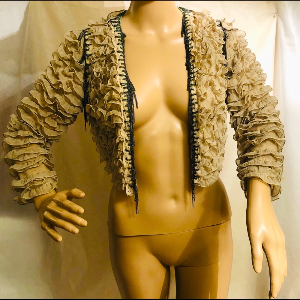Topshop Beige Ruffles with Chains Bolero